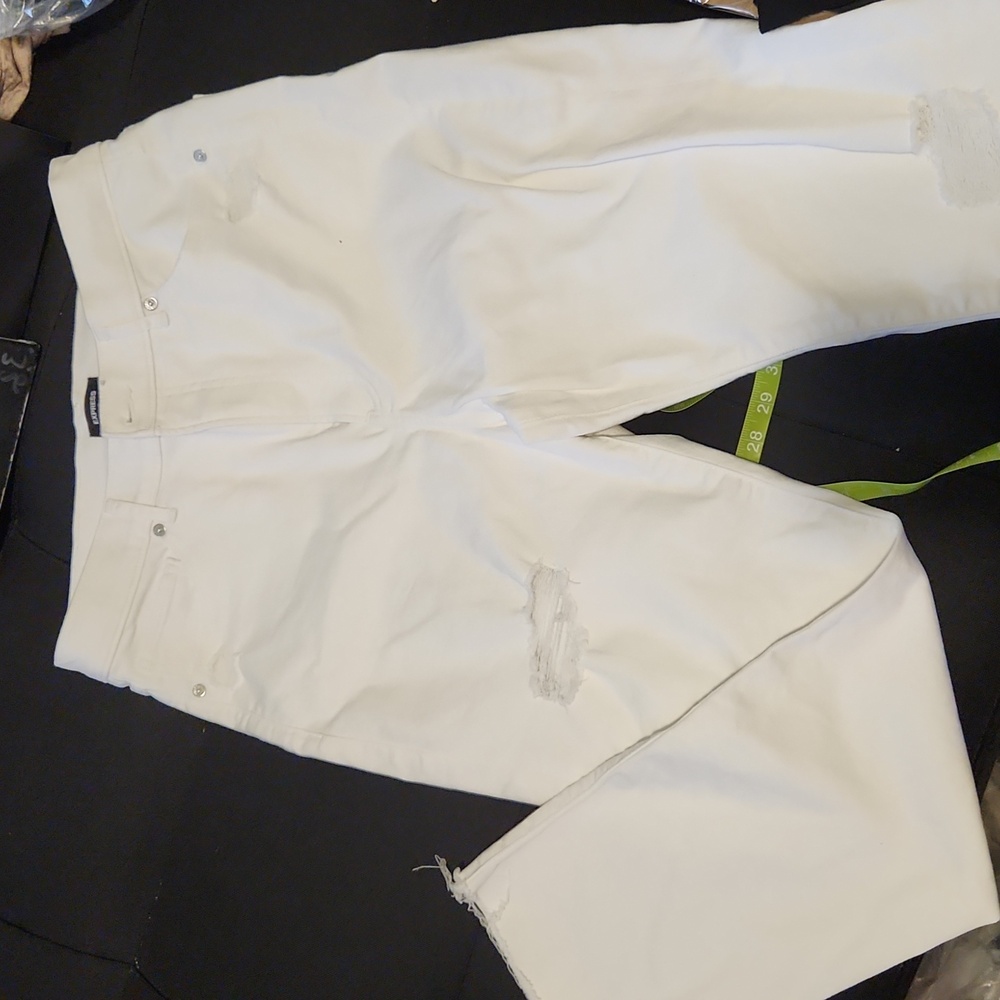 Express High Waist distressed White Jeans sz 12R